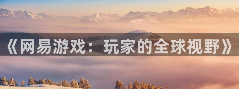 鼎点娱乐平台官网登录：《网易游戏：玩家的全球视野》